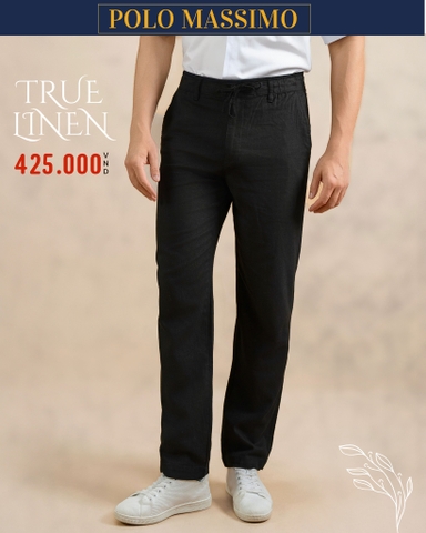 QUẦN DÀI NAM VẢI LINEN PHOM SLIMFIT LƯNG CO GIÃN MÀU ĐEN QD4908T9