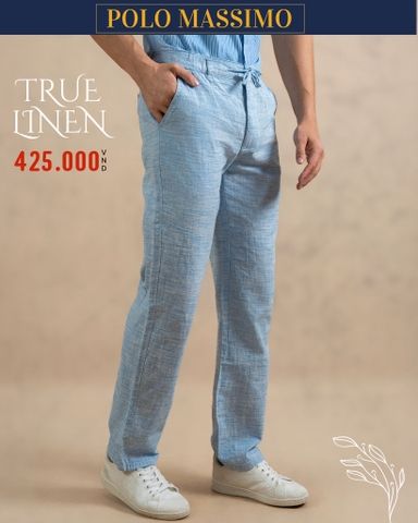 QUẦN DÀI NAM VẢI LINEN PHOM SLIMFIT LƯNG CO GIÃN MÀU XANH DƯƠNG SÁNG QD4908T10