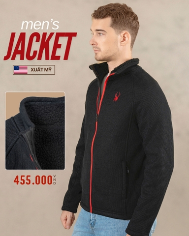 ÁO KHOÁC NAM CỔ TRỤ VẢI NỈ LÓT LÔNG XUẤT MỸ MÀU ĐEN AK4730L2