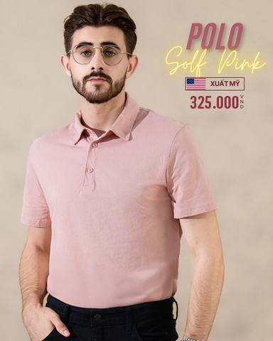 ÁO POLO NAM TAY NGẮN XUẤT MỸ MÀU HỒNG NHẠT PL41029T