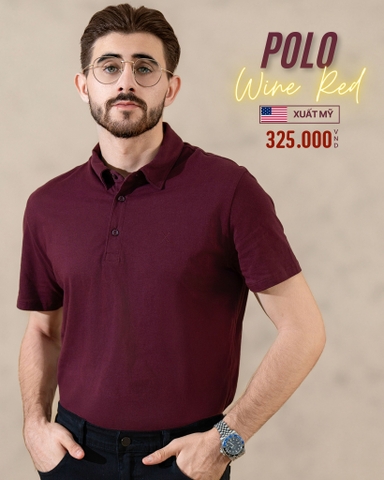ÁO POLO NAM TAY NGẮN XUẤT MỸ MÀU ĐỎ TRẦM PL41029T3