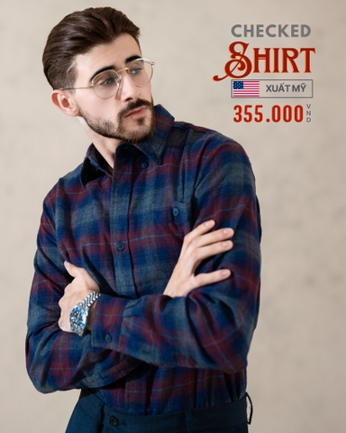 ÁO SƠ MI NAM TAY DÀI XUẤT MỸ CA RÔ ĐỎ SM4818D17