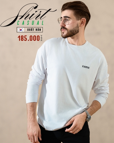 ÁO THUN NAM TAY DÀI XUẤT HÀN MÀU TRẮNG AT4625H2