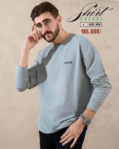 ÁO THUN NAM TAY DÀI XUẤT HÀN MÀU XÁM AT4625H1