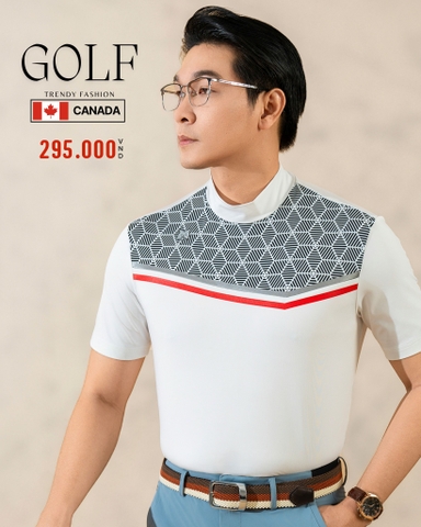 ÁO THUN GOLF NAM CỔ LỌ TAY NGẮN MÀU TRẮNG 337H