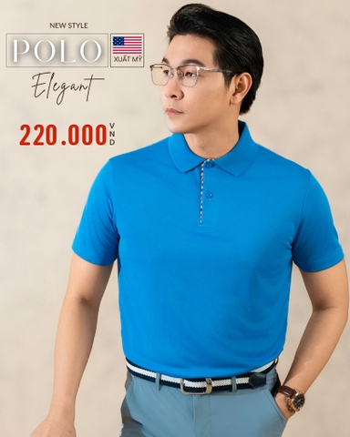 ÁO POLO NAM TAY NGẮN XUẤT MỸ MÀU XANH DƯƠNG PL4331H7