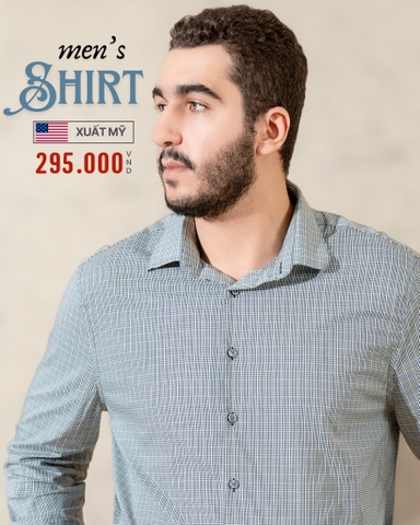 ÁO SƠ MI NAM TAY DÀI XUẤT MỸ CA RÔ XÁM 4116H-5