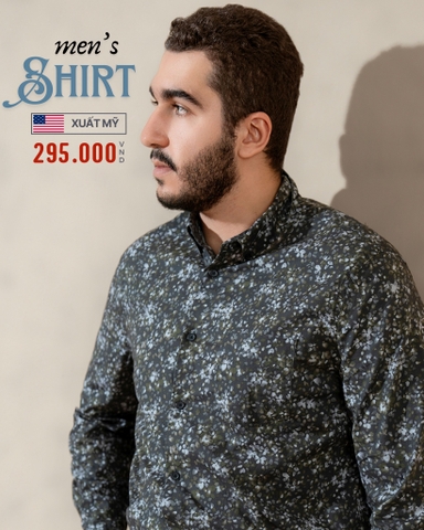 ÁO SƠ MI NAM TAY DÀI XUẤT MỸ HỌA TIẾT HOA NHÍ MÀU XÁM 4116-18