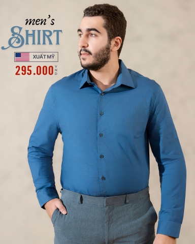 ÁO SƠ MI NAM TAY DÀI XUẤT MỸ MÀU XANH DƯƠNG 4116K-48