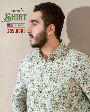 ÁO SƠ MI NAM TAY DÀI XUẤT MỸ HOA NHÍ MÀU XANH LÁ 4116H-53