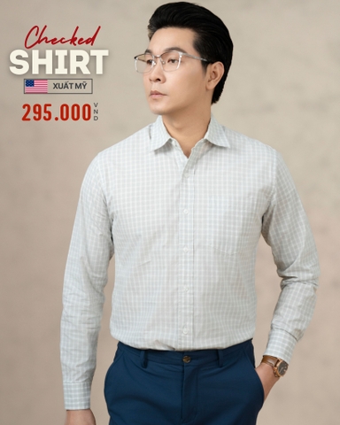 ÁO SƠ MI NAM TAY DÀI XUẤT MỸ CA RÔ XÁM SM4830L8