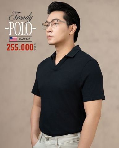 ÁO POLO NAM TAY NGẮN XUẤT MỸ MÀU ĐEN PL4B16L5
