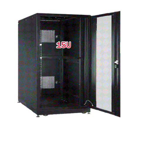 Tủ mạng 15U TL TELECOM D800 - Cánh cửa lưới màu đen (bánh xe)
