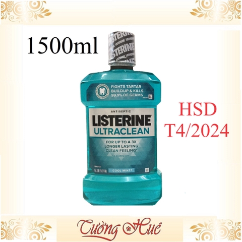 Nước súc miệng Listerine Ultraclean Cool Mint For Up To A 3X Longer Lasting Clean Feeling - 1.5L