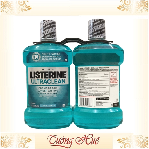 Nước súc miệng Listerine Ultraclean Cool Mint For Up To A 3X Longer Lasting Clean Feeling - 1.5L