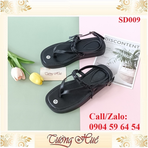 [Ảnh Thật 100%] Sandal Xỏ Ngón Nữ Đế Bằng Mũi Vuông Quai Chữ A