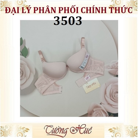 Áo lót nữ Bon Bon BSCB 3503 áo ngực Có Gọng Trơn Phối Ren Đệm Mút 2cm.