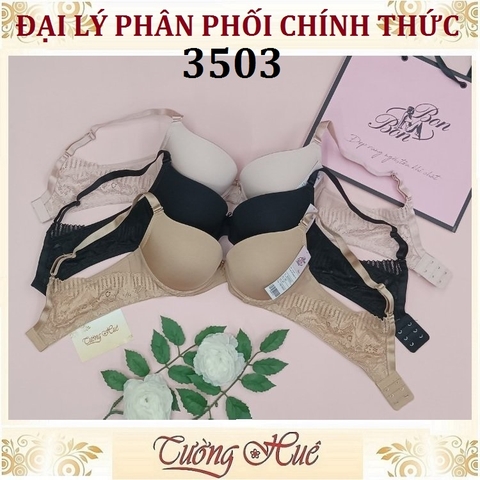 Áo lót nữ Bon Bon BSCB 3503 áo ngực Có Gọng Trơn Phối Ren Đệm Mút 2cm.