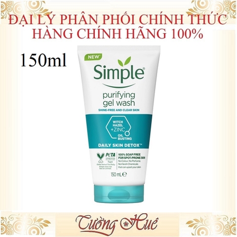 Gel Rửa Mặt Giảm Bóng Nhờn Simple Purifying Gel Wash - 150ml