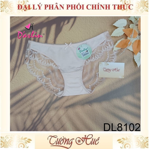 Quần lót nữ Darlin DL8102 trơn phối ren thêu, lưng thấp.