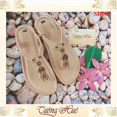 [Ảnh Thật 100%] Sandal Nữ Xỏ Ngón Đế Bệt Quai Hình Hoa - SD003