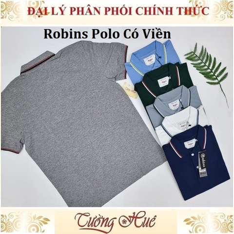 Áo Thun Polo Nam Thái Lan Robins Có Viền Tay Ngắn Thun Co Giãn Thoáng Khí.