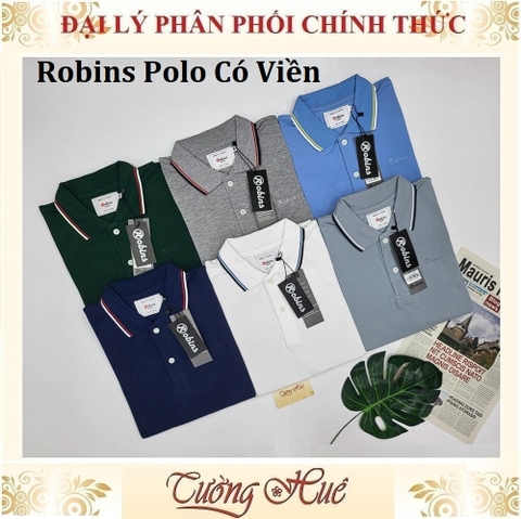 Áo Thun Polo Nam Thái Lan Robins Có Viền Tay Ngắn Thun Co Giãn Thoáng Khí.