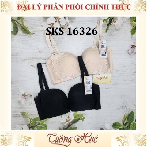 Áo lót nữ Darlin SKS 16326 Không Gọng Mút Mỏng Ren Xẻ V Sâu Phối Lưng Lưới Bảng Vừa 3 Móc Cài.