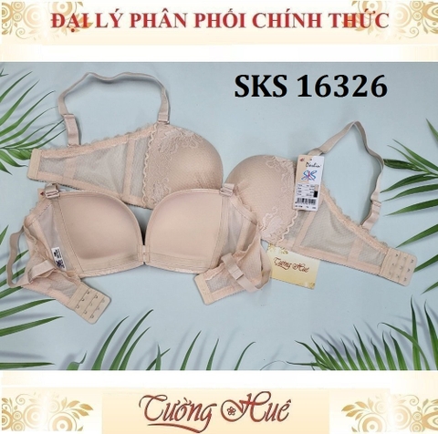 Áo lót nữ Darlin SKS 16326 Không Gọng Mút Mỏng Ren Xẻ V Sâu Phối Lưng Lưới Bảng Vừa 3 Móc Cài.