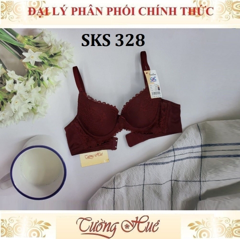 Áo lót nữ Darlin Có Gọng Mút Mỏng Phối Ren Lưng Bảng To SKS 328.