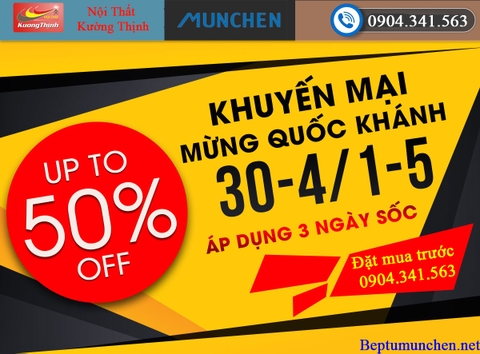 Nhân dịp 30/4 - 1/5: Bếp Munchen giảm giá đến 50% các sản phẩm