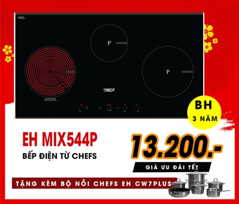 Bếp điện từ (2 từ, 1 hồng ngoại) Chefs EH MIX544P có giá bao nhiêu? khuyến mãi gì?