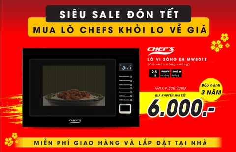 Tết này sắm lò vi sóng có nướng Chefs EH MW801B thay vì nồi chiên không dầu