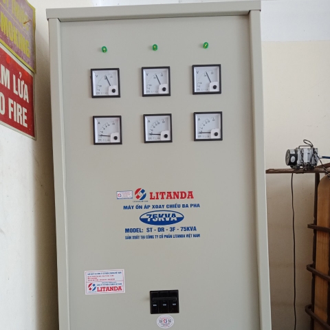 Ổn Áp Litanda 75KVA 3 Pha 75KW Dải 260V-430V Đã Lắp Xong Cho Khách Hàng Ở Dương Ổ Bắc Ninh