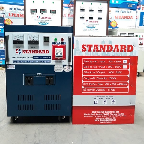 Ổn Áp Standard 10KVA DRI Dải 50V-250V Dây Đồng 100% Đời Mới Nhất 2023