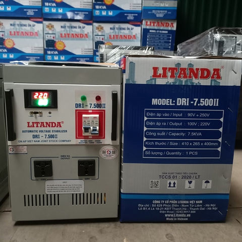 Ổn Áp Standard 7.5 KVA Dải 90 -250V 1 Pha Chính Hãng NEW 2023 Dây Đồng