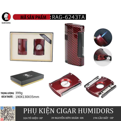 Set Bật Lửa, Dao Cắt Cigar chính hãng Guevara RAG-6243TB