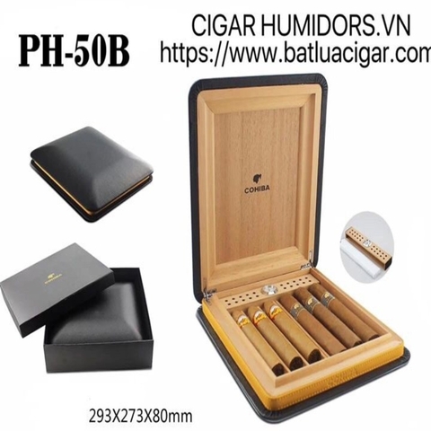 Hộp bảo quản cigar da gỗ 6 điếu PH-50