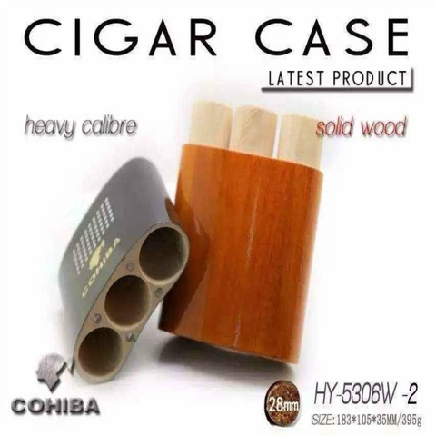 Ống bảo quản cigar sơn mài 3 điếu Cohiba HY-5306W