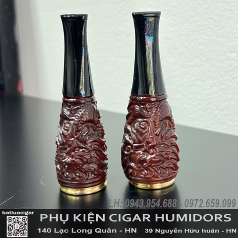 Tẩu gỗ trắc rồng - Tẩu Bắt Tóp Gỗ Trắc Khảm Rồng