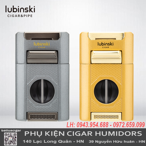 Bật Lửa Khò 4 Tia Lubinski YJA-10063 Chính Hãng – Đầy Đủ Tính Năng: Đục Cigar 2 Size, Kéo Cắt, Gác Điếu, Nhìn Ga – Sang Trọng, Siêu Bền