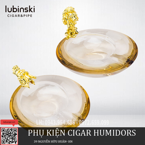 Gạt Tàn Xì Gà Pha Lê Lubinski YJA 20037 – Đầu Sư Tử & Đầu Rồng, Đồng Nguyên Khối Cao Cấp