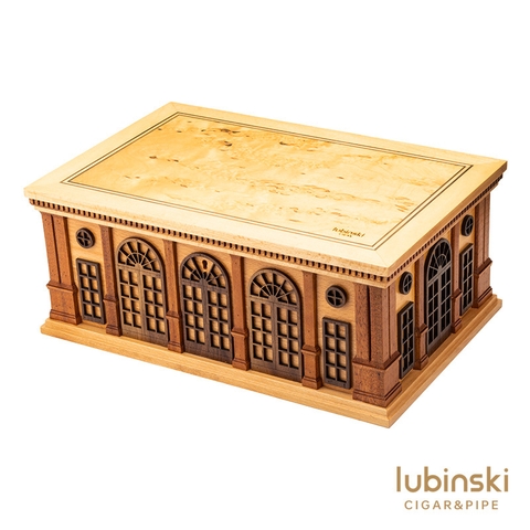 Hộp Bảo Quản Cigar Lubinski YJA-60045 – Gỗ Tuyết Tùng, Thiết Kế Lâu Đài Gỗ Sồi, Chính Hãng, Sức Chứa Lớn