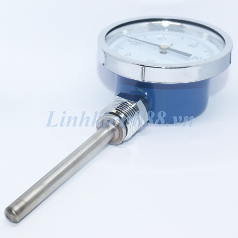 Đồng hồ đo nhiệt độ kiểu lưỡng kim, chuẩn công nghiệp WSS-411 dải đo 0-100 độ, đường kính 100mm
