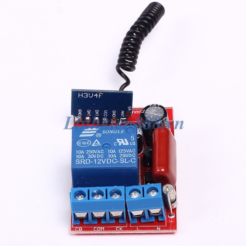 Bộ điều khiển xa RF 433Mhz gồm remote điều khiển 2 phím ON/OFF và 01 module thu, khoảng cách 30m, điện áp 220V