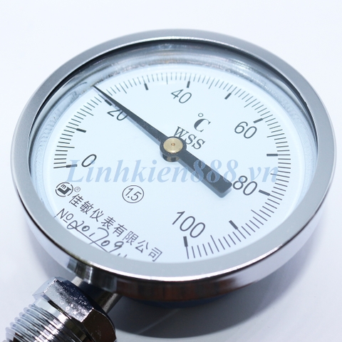 Đồng hồ đo nhiệt độ kiểu lưỡng kim, chuẩn công nghiệp WSS-411 dải đo 0-100 độ, đường kính 100mm
