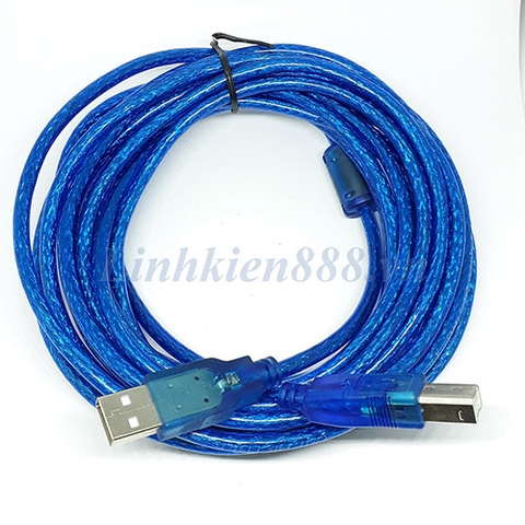 Cáp USB kiểu A sang USB kiểu B màu xanh dài 5m kết nối máy in