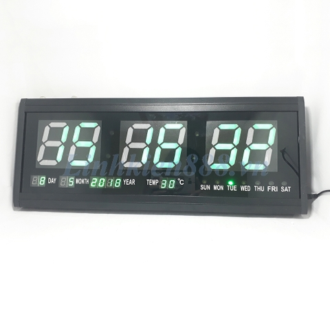 Đồng hồ LED hiện giờ có ngày tháng năm và nhiệt độ kích thước 48x19x5 cm LED xanh lá cây