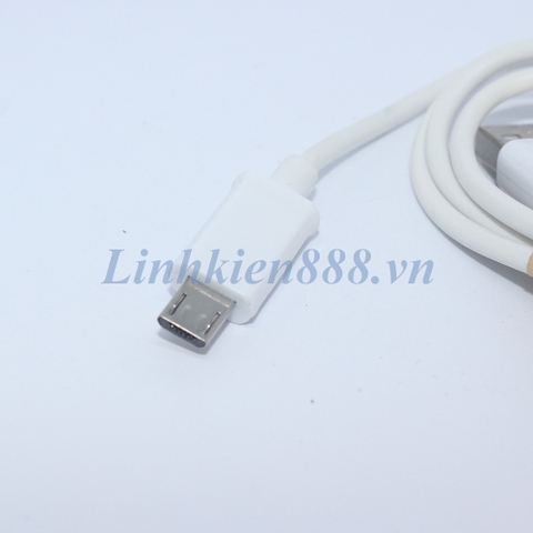 Cáp sạc điện thoại và data MicroUSB PVC màu trắng dài 1m