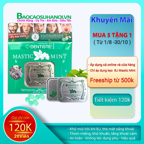 Kẹo Ngậm BJ Phòng The Mastic Mint Chính Hãng Hộp 20 Viên